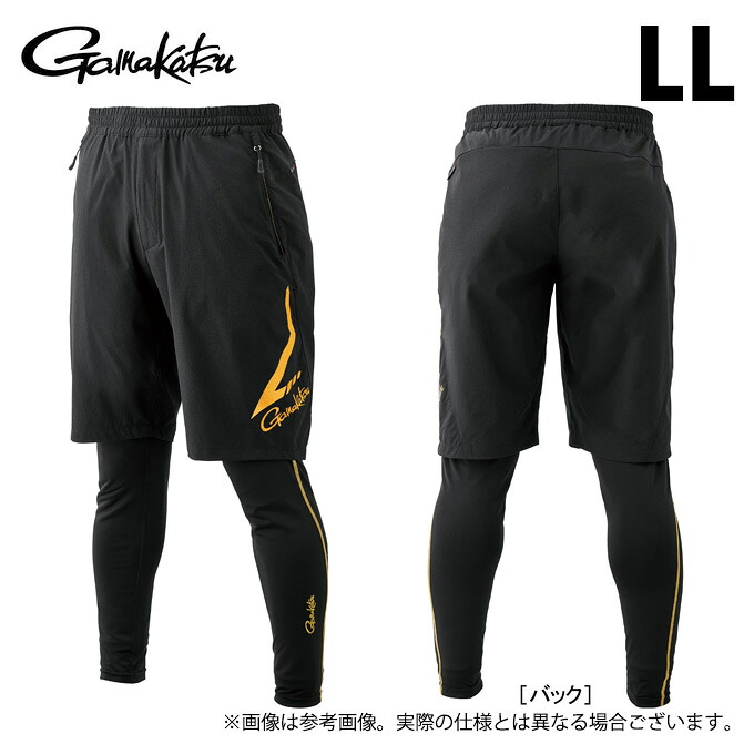 (c)【取り寄せ商品】 がまかつ GM3763 (LL／ブラック×ゴールド) サマードライショーツ(アルテマクールタイツ付き) (フィッシングウェア／2024年春夏モデル) /24SS 【Σ01】