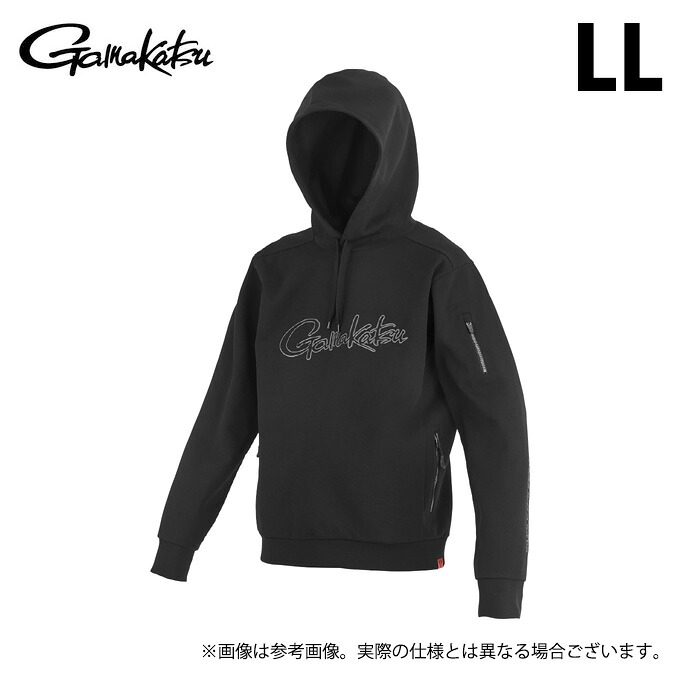 (c)【取り寄せ商いもの】 がまかつ GM3755 (LL／黒いこと×黒いこと) フーデッドスウェットシャツ (フィッシングウェア／2024年ひな型) /パーカー /がま磯 【Σ01】