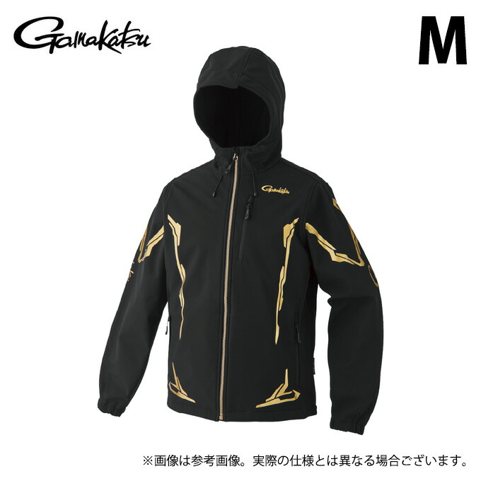 (c)【取り寄せ商品】 がまかつ GM3765 (M／ブラック×ゴールド) ソフトシェルフーディ (フィッシングウェア／2024年モデル) /パーカー /がま磯 【Σ01】