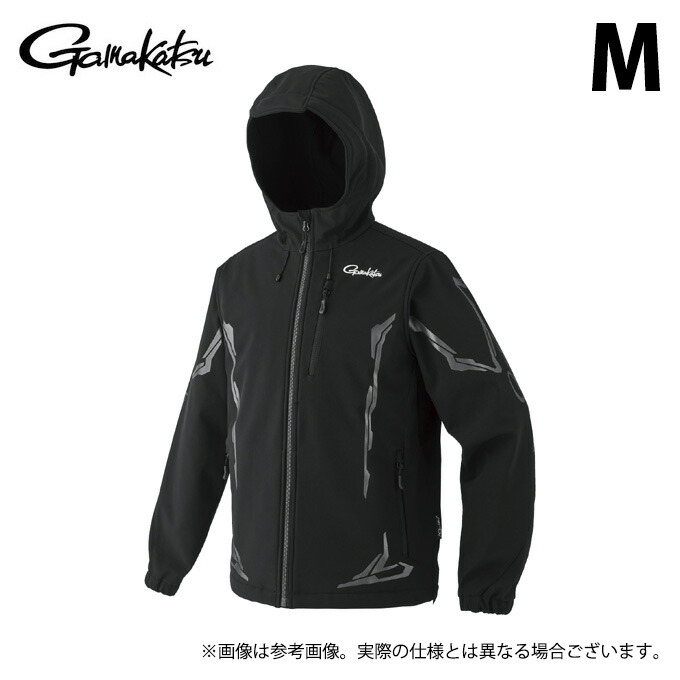 (c)【取り寄せ商品】 がまかつ GM3765 (M／ブラック×ブラック) ソフトシェルフーディ (フィッシングウェア／2024年モデル) /パーカー /がま磯 【Σ01】