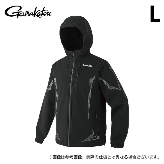 (c)【取り寄せ商品】 がまかつ GM3765 (L／ブラック×ブラック) ソフトシェルフーディ (フィッシングウェア／2024年モデル) /パーカー /がま磯 【Σ01】