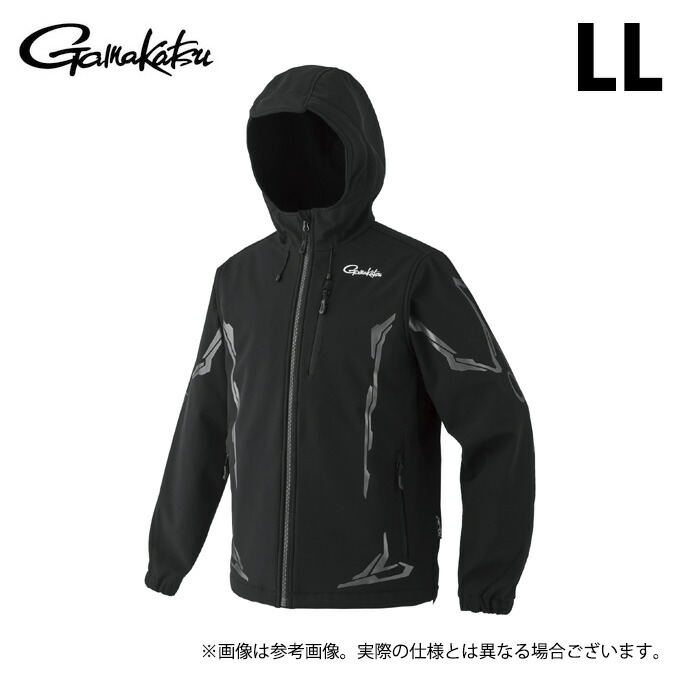 (c)【取り寄せ商品】 がまかつ GM3765 (LL／ブラック×ブラック) ソフトシェルフーディ (フィッシングウェア／2024年モデル) /パーカー /がま磯 【Σ01】