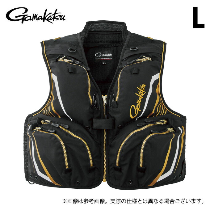 (c)【取り寄せ商品】 がまかつ GM2331 (L／ブラック×ゴールド) ハーフメッシュベスト (フィッシングベスト／2025年春夏モデル) /25SS /Gamakatsu 【Σ02】