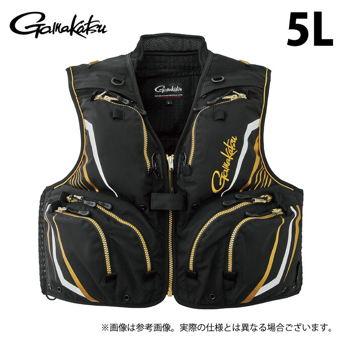 (c)【取り寄せ商品】 がまかつ GM2331 (5L／ブラック×ゴールド) ハーフメッシュベスト (フィッシングベスト／2025年春夏モデル) /25SS /Gamakatsu 【Σ02】