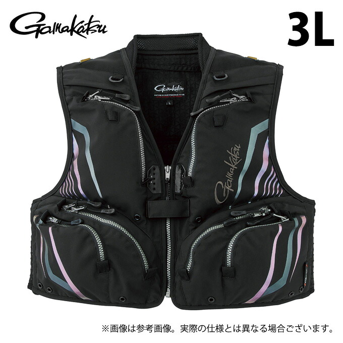 (c)【取り寄せ商品】 がまかつ GM2332 (3L／Mブラック) ショートハーフメッシュベスト (フィッシングベスト／2025年春夏モデル) /25SS /Gamakatsu 【Σ02】
