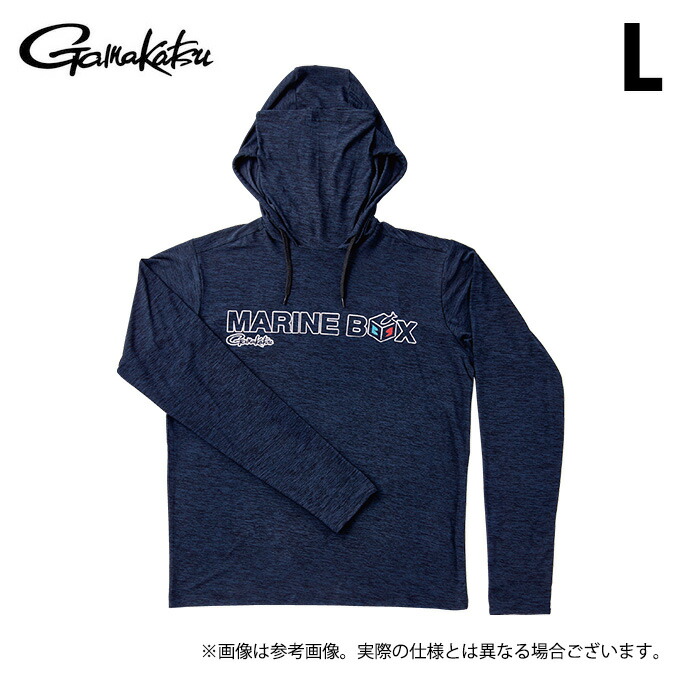 (c)【取り寄せ商品】 がまかつ GM3747 L／ブラック×ネイビー(MARINE BOX) サンシェードフーディTシャツ (フィッシングウェア／2025年春夏モデル) /25SS 【Σ01】 4,659円