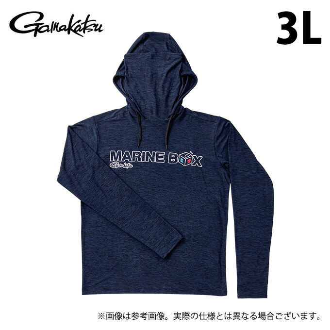 (c)【取り寄せ商品】 がまかつ GM3747 3L／ブラック×ネイビー(MARINE BOX) サンシェードフーディTシャツ (フィッシングウェア／2025年春夏モデル) /25SS 【Σ01】