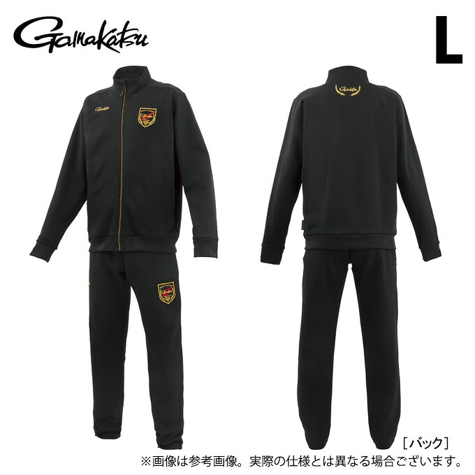 (c)【取り寄せ商品】 がまかつ GM3781 (L/ブラック×ゴールド) ジャージスーツ(ワッペン) (フィッシングウェア/2025年春夏モデル) /25SS 【Σ01】