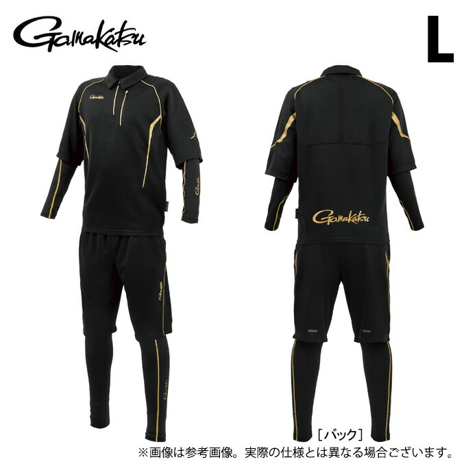 (c)【取り寄せ商いもの】 がまかつ GM3779 (L／黒いこと×ゴールド) アクティブクールスーツ (フィッシングウェア／2025年春夏ひな形) /25SS 【Σ01】