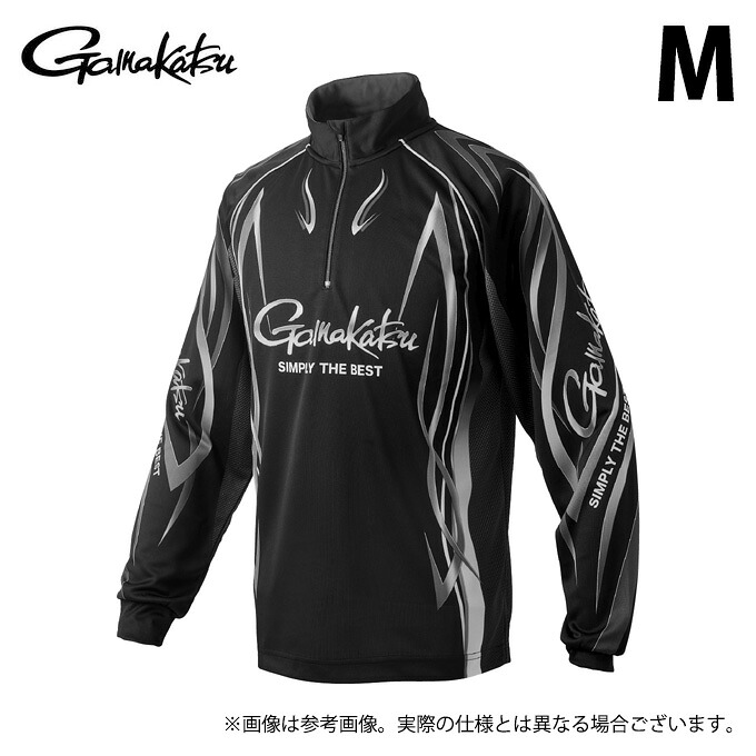 (c)【取り寄せ商品】 がまかつ GM3734 (M／ブラック×シルバー) 2WAYプリントジップシャツ (フィッシングウェア・鮎用品／2025年春夏追加カラー) /Gamakatsu 【Σ01】