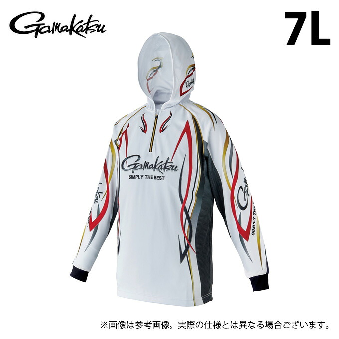 (c)【取り寄せ商品】 がまかつ GM3736 (7L／ホワイト) 2WAY プリントジップシャツフーディ (フィッシングウェア・鮎用品／2025年追加サイズ) /Gamakatsu /25SS 【Σ01】｜つり具のマルニシ店