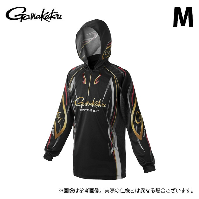 (c)【取り寄せ商品】 がまかつ GM3736 (M／ブラック×レッド) 2WAY プリントジップシャツフーディ (フィッシングウェア・鮎用品／2025年追加カラー) /Gamakatsu /25SS 【Σ01】