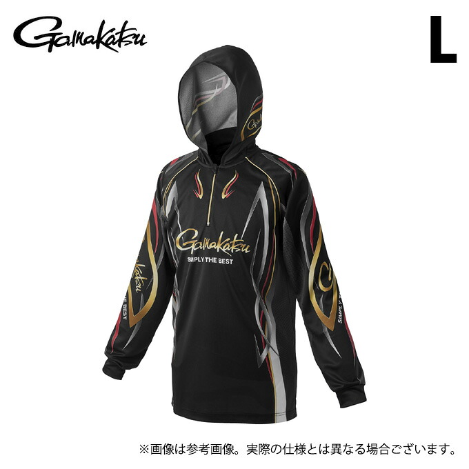 (c)【取り寄せ商品】 がまかつ GM3736 (L／ブラック×レッド) 2WAY プリントジップシャツフーディ (フィッシングウェア・鮎用品／2025年追加カラー) /Gamakatsu /25SS 【Σ01】