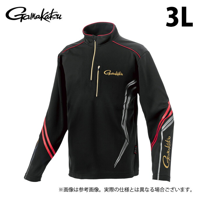 (c)【取り寄せ商品】 がまかつ GM3778 (3L／ブラック×レッド) UDジップシャツ (フィッシングウェア／2025年春夏モデル) /Gamakatsu /25SS 【Σ01】