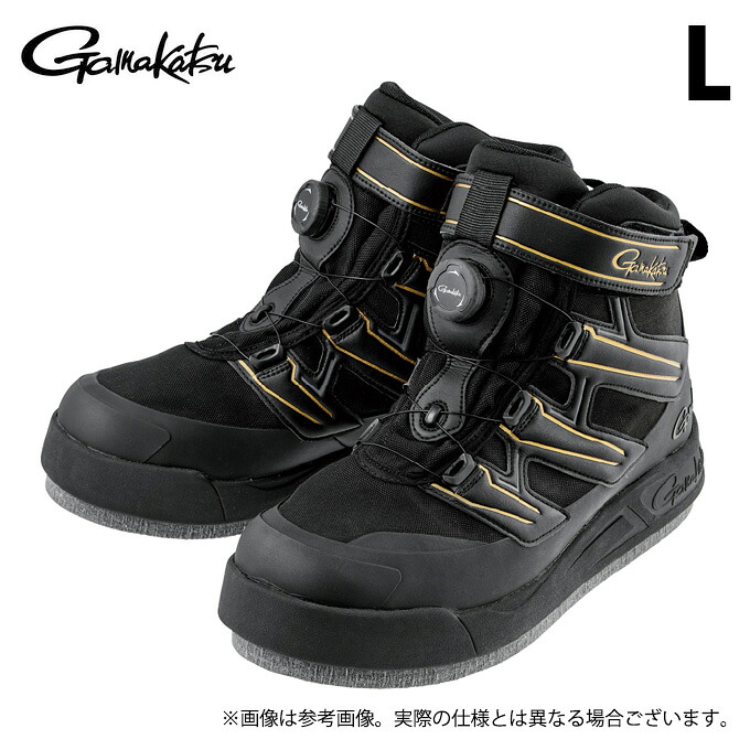 (c)【取り寄せ商いもの】 がまかつ GM4550 (黒いこと×ゴールド／L) G仕樣 フェルトスパイクシューズ(力強さ手合い) (靴・シューズ／2025年春夏模範例) /Gamakatsu /25SS 【Σ01】 ウェア・アクセサリー-その他-フィッシング