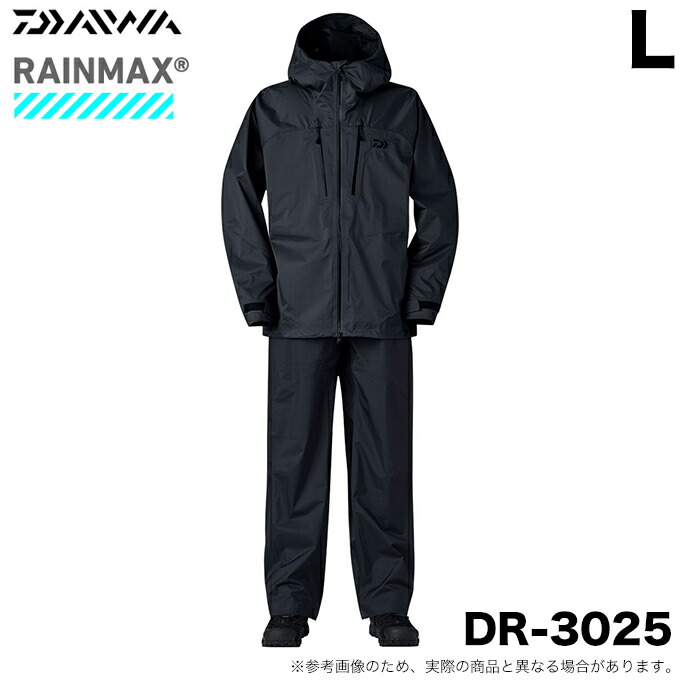 (5)ダイワ DR-3025 RAINMAX アングラーズライトレインスーツ (ブラック/L) 2025年春夏モデル/レインウェア/25SS/レインマックス 【Σ02】|つり具のマルニシ店