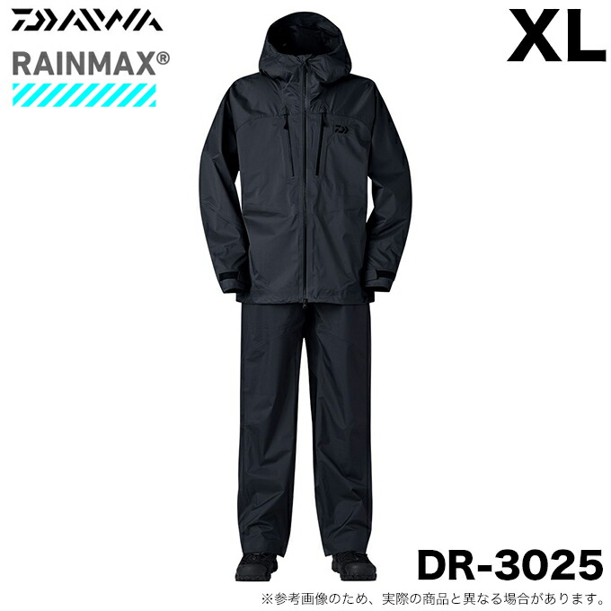 (5)ダイワ DR-3025 RAINMAX アングラーズライトレインスーツ (ブラック/XL) 2025年春夏モデル/レインウェア/25SS/レインマックス 【Σ02】|つり具のマルニシ店