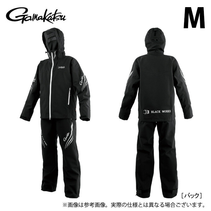 (c)【取り寄せ商いもの】 がまかつ GM3785 M／黒いこと(BLACK WORKS) アルテマシールドプロ レインスーツ (フィッシングウェア／2025年ひな形) /25SS 【Σ01】