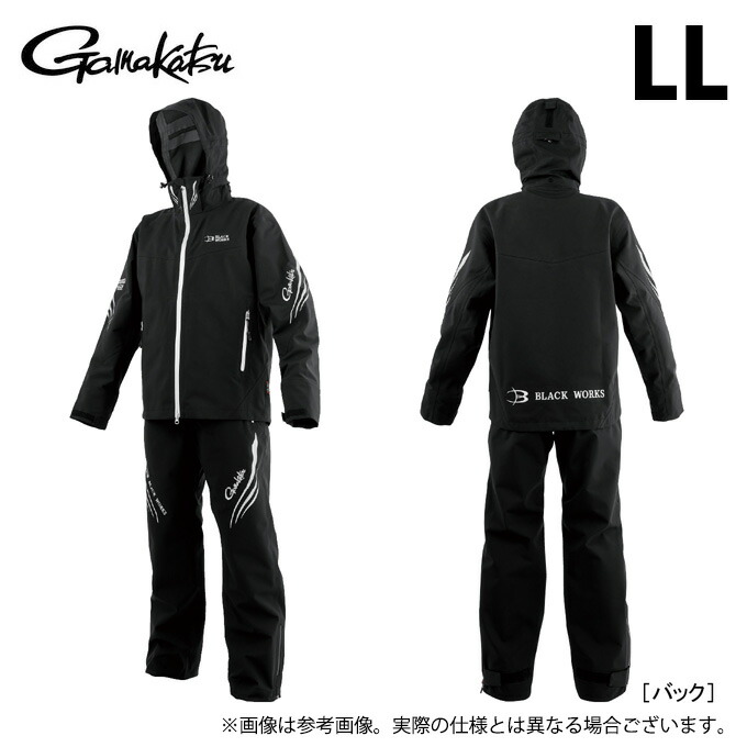 (c)【取り寄せ商いもの】 がまかつ GM3785 LL／黒いこと(BLACK WORKS) アルテマシールドプロ レインスーツ (フィッシングウェア／2025年ひな形) /25SS 【Σ01】