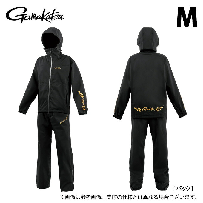 (c)【取り寄せ商品】 がまかつ GM3784 (M／ブラック×ゴールド) Gスペック レインスーツ (フィッシングウェア／2025年モデル) /G-SPEC /ジースペック /25SS 【Σ01】