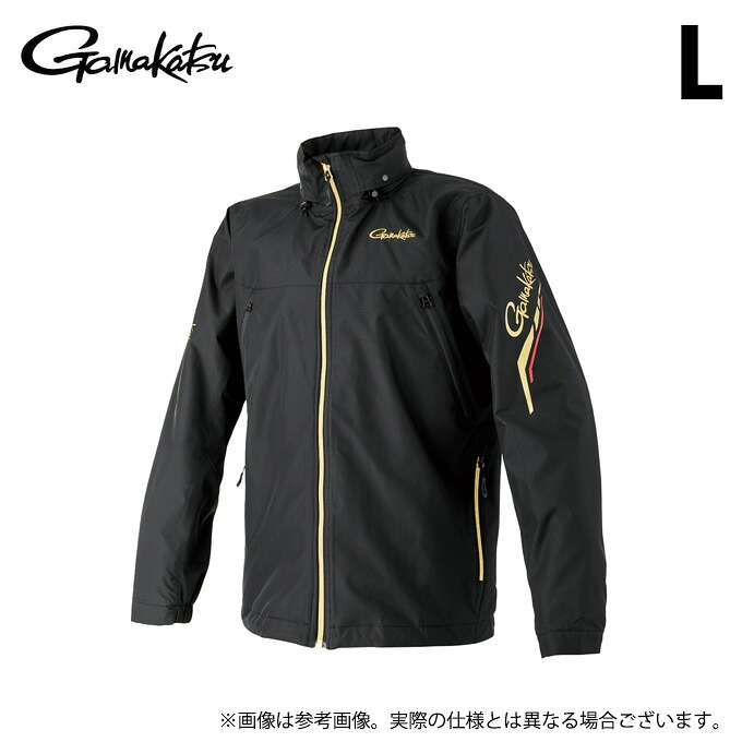 (c)【取り寄せ商いもの】 がまかつ GM3792 (黒いこと×ゴールド／L) ウィンドブレーカー (フィッシングウェア／2025年秋冬ひな型) /25AW 【Σ01】