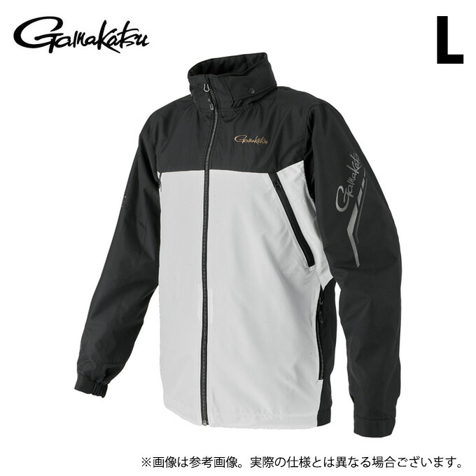 (c)【取り寄せ商品】 がまかつ GM3792 (ブラック&times;ホワイト／L) ウィンドブレーカー (フィッシングウェア／2025年秋冬モデル) /25AW 【Σ01】｜つり具のマルニシ店