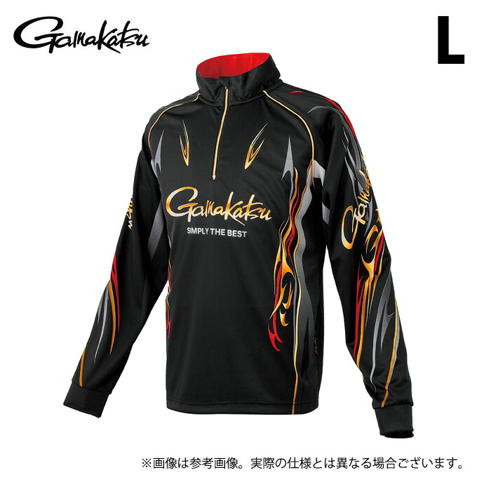 (c)【取り寄せ商品】 がまかつ GM3814 (ブラック／L) 2WAYプリントジップシャツ(長袖) (フィッシングウェア／2026年春夏モデル) /26SS 【Σ01】｜つり具のマルニシ店