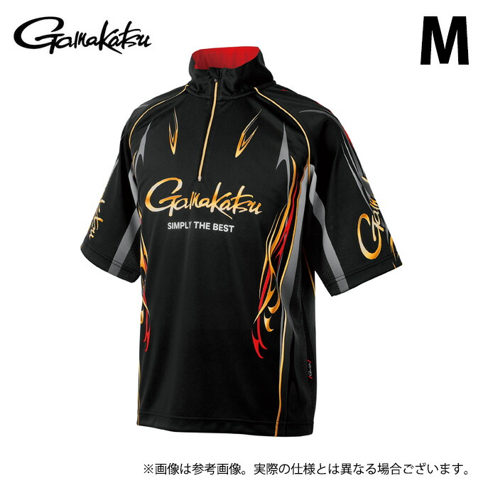 (c)【取り寄せ商品】 がまかつ GM3815 (ブラック／M) 2WAYプリントジップシャツ(半袖) (フィッシングウェア／2026年春夏モデル) /26SS 【Σ01】