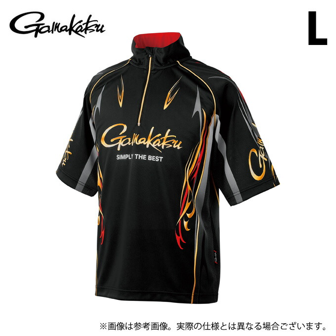 (c)【取り寄せ商品】 がまかつ GM3815 (ブラック／L) 2WAYプリントジップシャツ(半袖) (フィッシングウェア／2026年春夏モデル) /26SS 【Σ01】