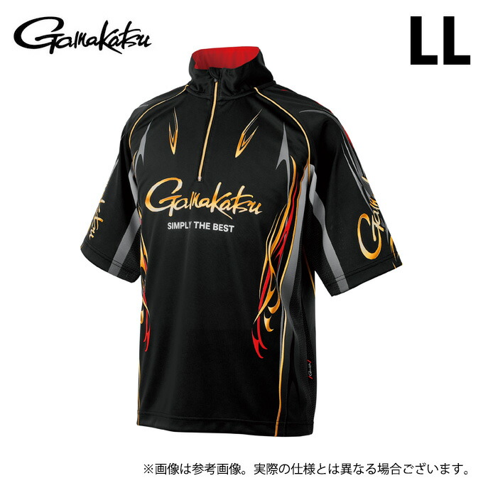 (c)【取り寄せ商品】 がまかつ GM3815 (ブラック／LL) 2WAYプリントジップシャツ(半袖) (フィッシングウェア／2026年春夏モデル) /26SS 【Σ01】