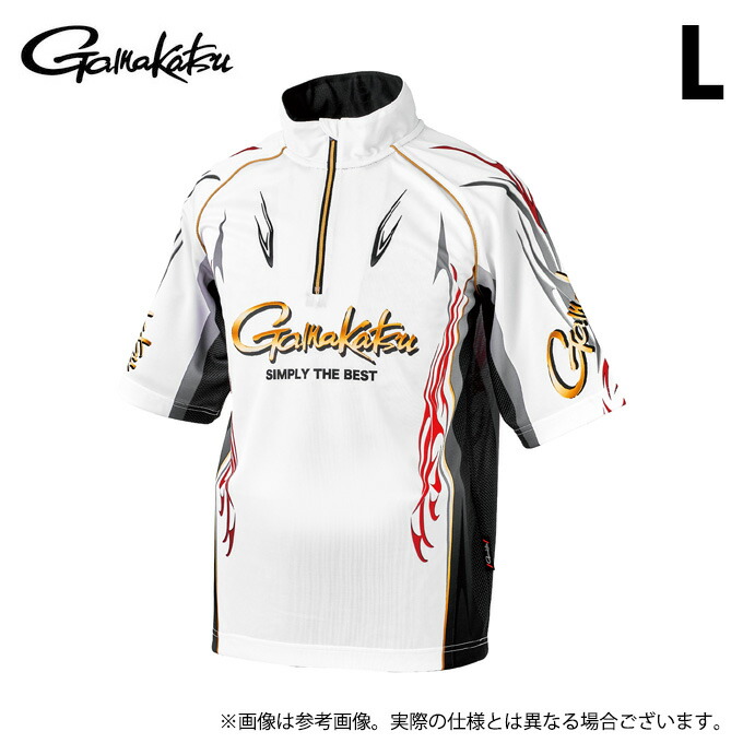 (c)【取り寄せ商品】 がまかつ GM3815 (ホワイト／L) 2WAYプリントジップシャツ(半袖) (フィッシングウェア／2026年春夏モデル) /26SS 【Σ01】