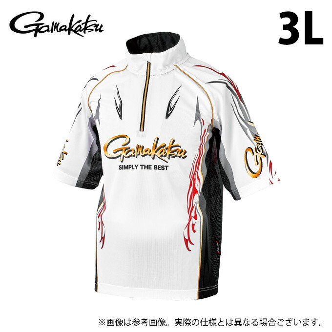 (c)【取り寄せ商品】 がまかつ GM3815 (ホワイト／3L) 2WAYプリントジップシャツ(半袖) (フィッシングウェア／2026年春夏モデル) /26SS 【Σ01】