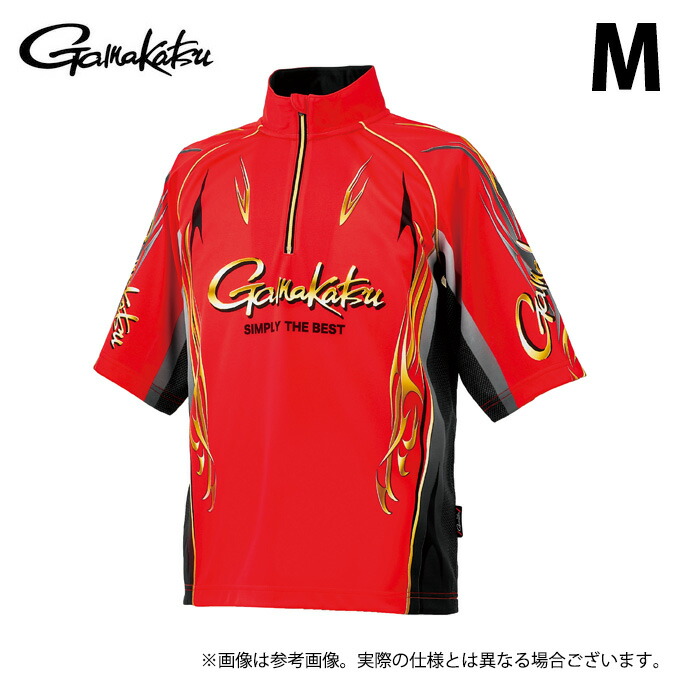 (c)【取り寄せ商品】 がまかつ GM3815 (レッド／M) 2WAYプリントジップシャツ(半袖) (フィッシングウェア／2026年春夏モデル) /26SS 【Σ01】