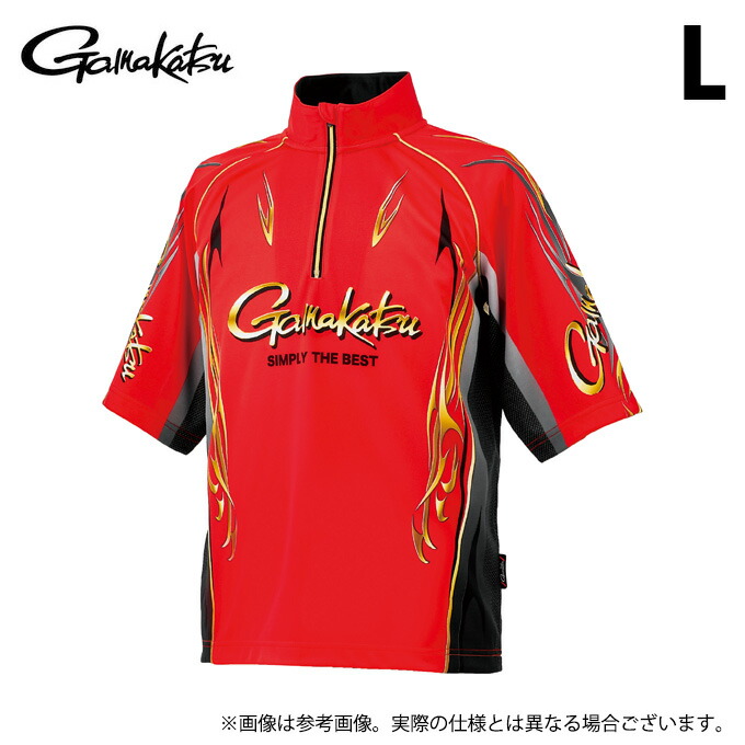 (c)【取り寄せ商品】 がまかつ GM3815 (レッド／L) 2WAYプリントジップシャツ(半袖) (フィッシングウェア／2026年春夏モデル) /26SS 【Σ01】