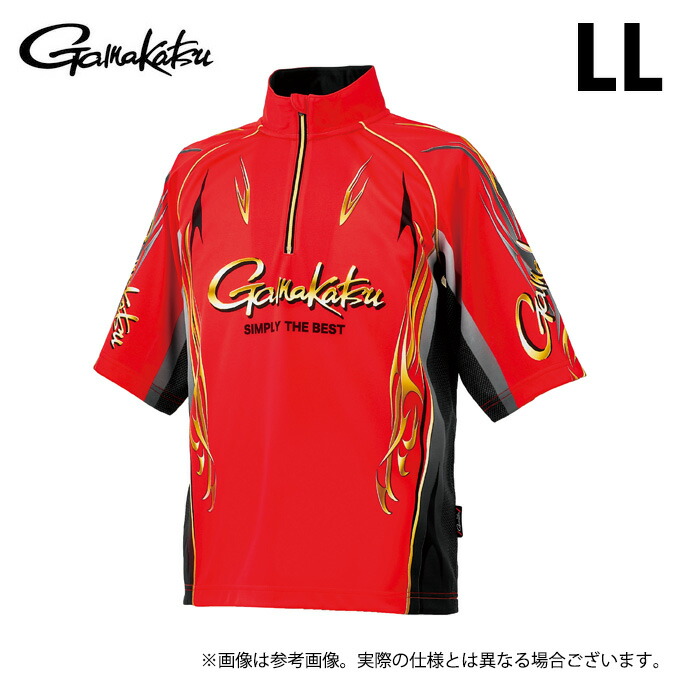 (c)【取り寄せ商品】 がまかつ GM3815 (レッド／LL) 2WAYプリントジップシャツ(半袖) (フィッシングウェア／2026年春夏モデル) /26SS 【Σ01】