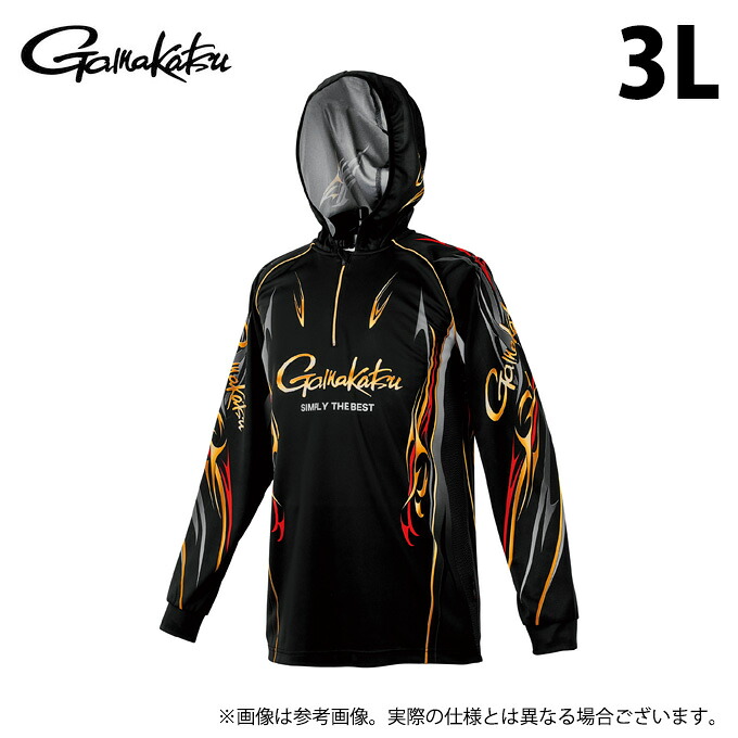 (c)【取り寄せ商品】 がまかつ GM3816 (ブラック／3L) 2WAY プリントジップシャツフーディ (フィッシングウェア／2026年春夏モデル) /26SS 【Σ01】｜つり具のマルニシ店