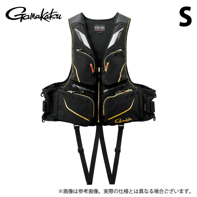 (c)【取り寄せ商品】 がまかつ GM6007 (ブラック×ゴールド／S) フローティングベスト (ベスト・フィッシングベスト／2026年春夏モデル) /26SS 【Σ03】