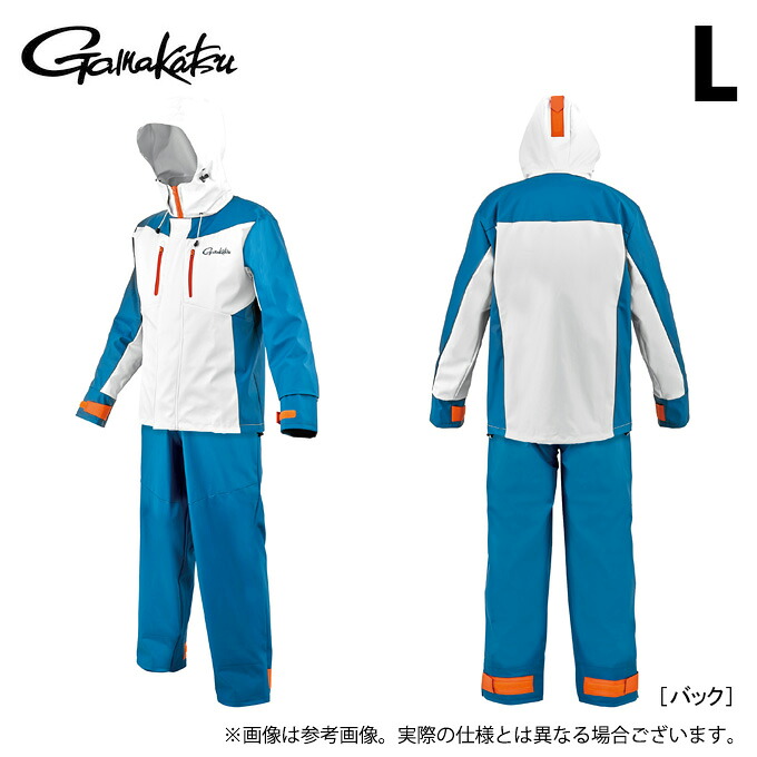 (c)【取り寄せ商品】 がまかつ GM3818 (ホワイト×ブルー／L) PVCレインスーツ (フィッシングウェア／2026年春夏モデル) /26SS 【Σ02】 18,212円