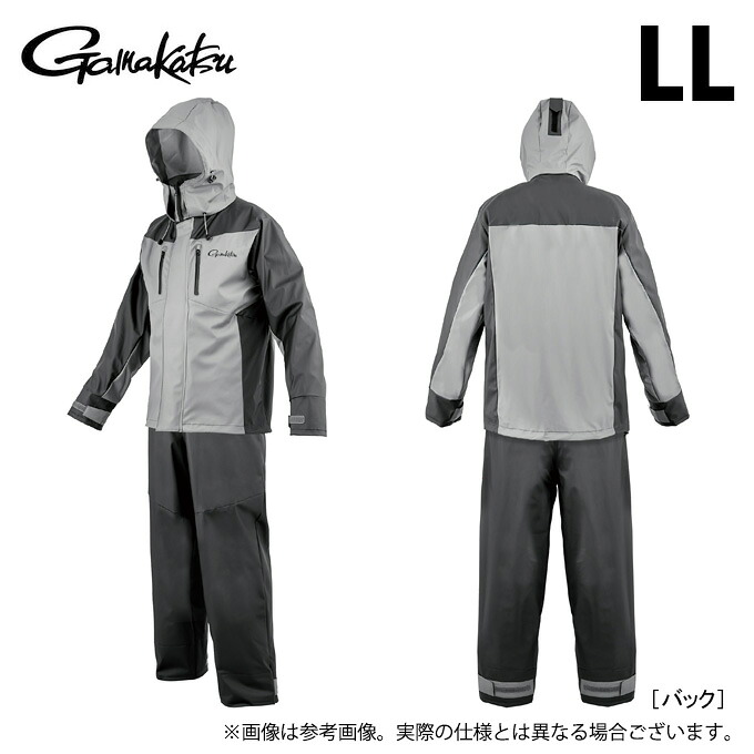 (c)【取り寄せ商品】 がまかつ GM3818 (グレー×ブラック／LL) PVCレインスーツ (フィッシングウェア／2026年春夏モデル) /26SS 【Σ02】