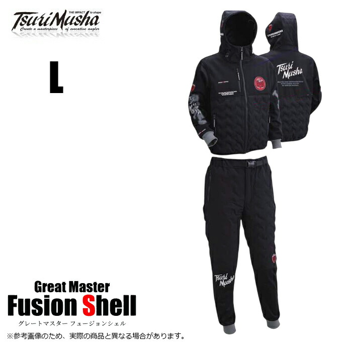 (5)釣武者 グレートマスター フュージョンシェル MUSHAグローブラック L (品番：A01803) 防寒着/アウター/ミドラー