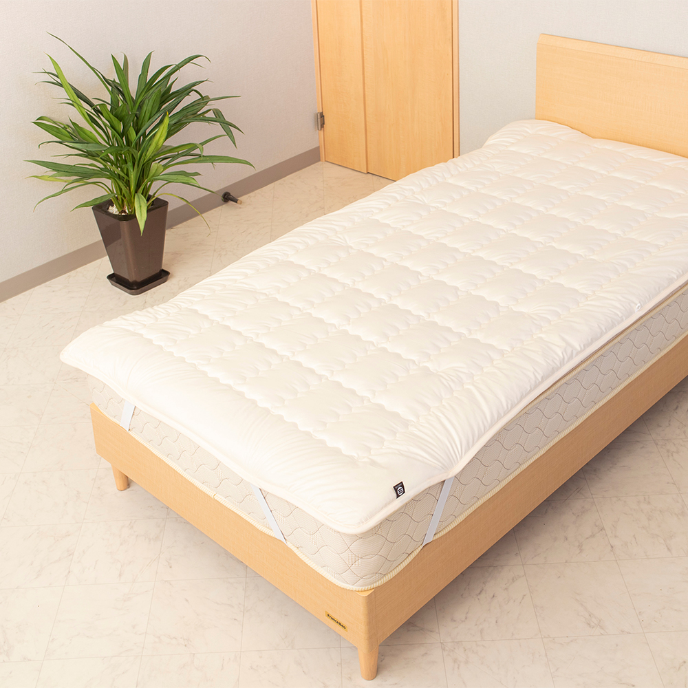 中華のおせち贈り物 ベッドパッド 敷きパッド 綿100 日本製 洗える 中わた100%ウールの日本製ベッドパッド ワイドキング
