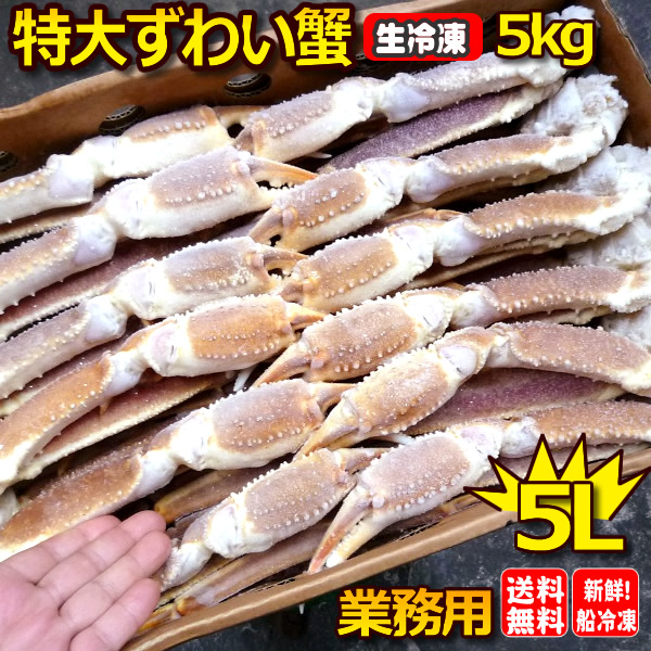 2024年新物【送料無料】味と鮮度で勝負  活けに次ぐ超鮮度！５Lサイズ 生ズワイの最高位！中央市場のプロ投票１位【もう遠慮は無用！子供も大人も大満足】★船上凍結！生ズワイガニ５L ５k プロ用業務用 (オピリオ種 約12-14肩前後)<br>