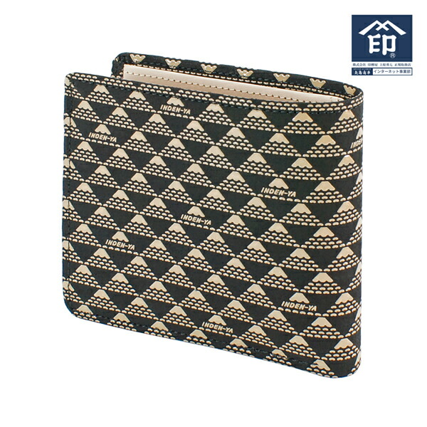 超人気の 印伝 甲州印伝 印傳屋 上原勇七 財布 二つ折り財布 たかね 2803 富士山の柄 黒地 白漆 男性用 メンズ 鹿革 本革 レザー 和柄 ブランド Ym01 今月限定 特別大特価 Seodf X10 Mx