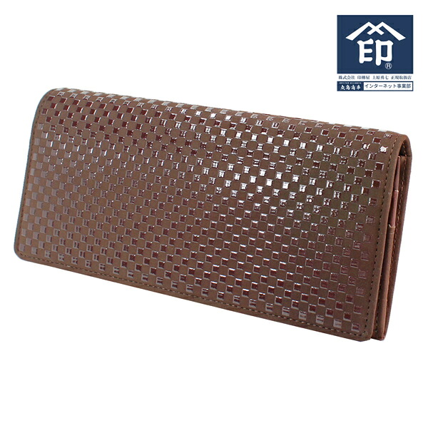 印伝 【甲州印伝 印傳屋 上原勇七】財布 財布 長財布【いにしえ 9904-37 濃茶地×茶漆】 男性用 メンズ 鹿革 本革 レザー 和柄 ブランド 春ギフト 縁起 春財布 贈り物 【YM01】