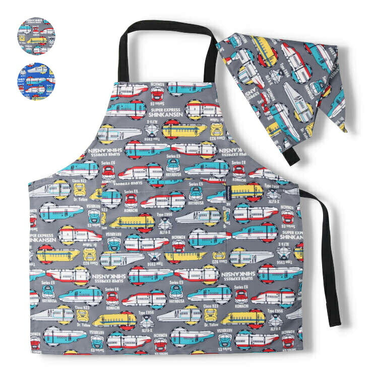 エプロン・三角巾 MM キッズ エプロン 給食 三角巾 巾着袋 3点セット 綿100％ 男の子