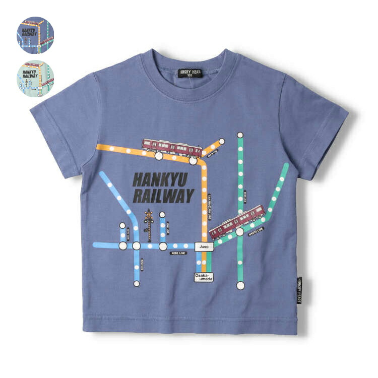 子供服 Hungry Heart (ハングリーハート) 阪急電車路線図プリント半袖Tシャツ 90cm〜140cm K30854画像