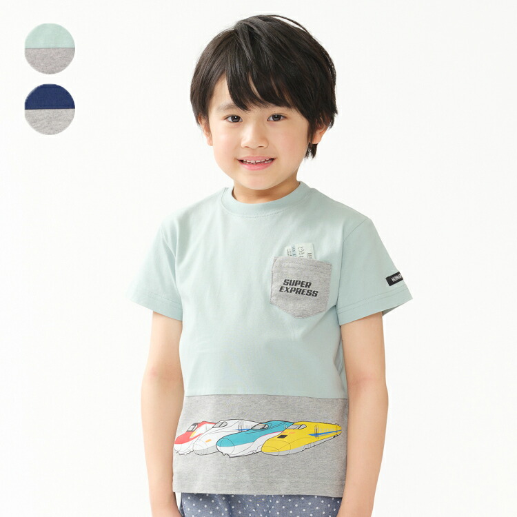 子供服 Hungry Heart (ハングリーハート) JR新幹線電車プリント切替半袖Tシャツ 90cm 100cm 110cm 120cm 130cm K34842画像