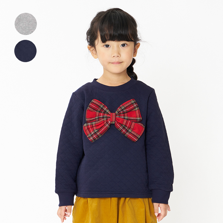 子供服 moujonjon (ムージョンジョン) リボン衿付き長袖Ｔシャツ 80cm