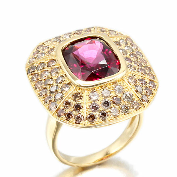 楽天市場】K18YG ガーネット&ダイヤモンド アンティーク風 リング指輪