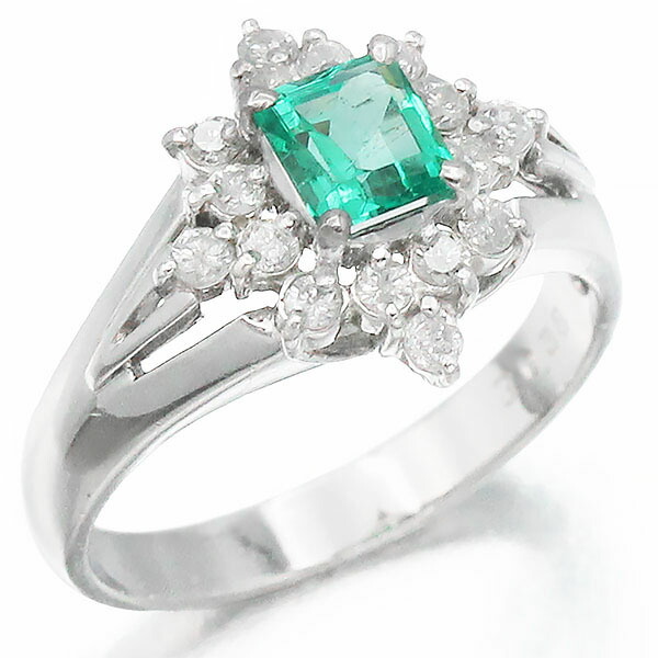 楽天市場】プラチナ エメラルド ダイヤモンド リング 8号 E1.647ct D1